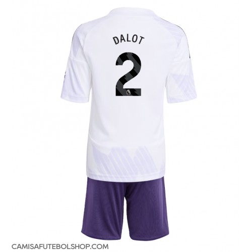 Camisa de time de futebol Manchester United Diogo Dalot #2 Replicas 2º Equipamento Infantil 2025-26 Manga Curta (+ Calças curtas)